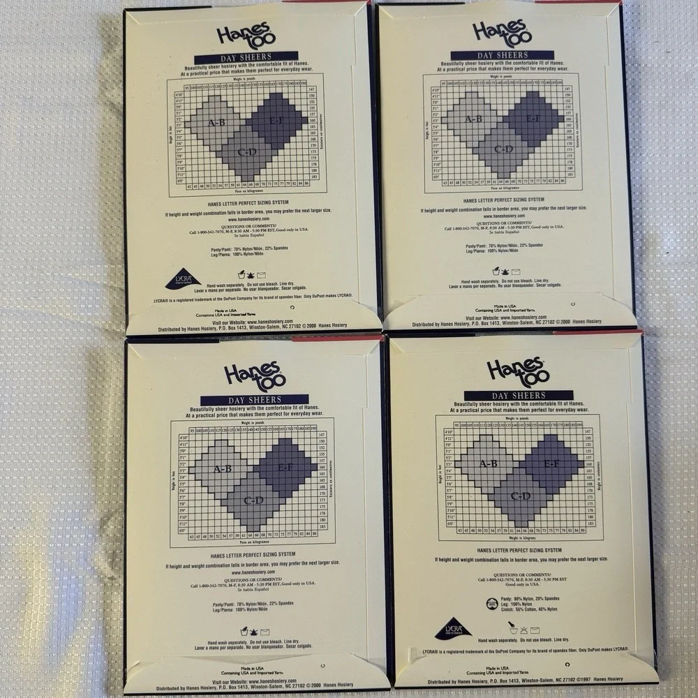 Vintage Y2K 90s Hanes Too Pantyhose Stockings Lot 4 Sandlefoot Control‎ Top New